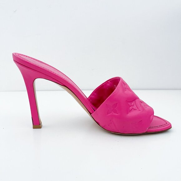 Louis Vuitton Revival Mule Monogram Pink Heel Padded Heels Sandals - Picture 5 of 16